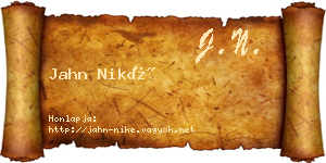 Jahn Niké névjegykártya
